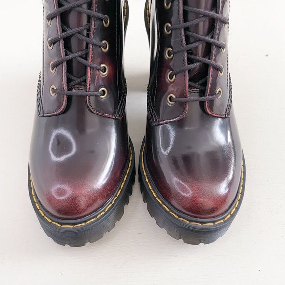 Dr. Martens Red Heeled Kendra Boots Women's Size 7 Arcadia Leather Platform - Picture 3 of 12